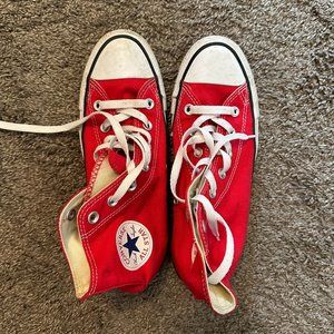 Converse Red High Tops Womans size 8/Mens size 6